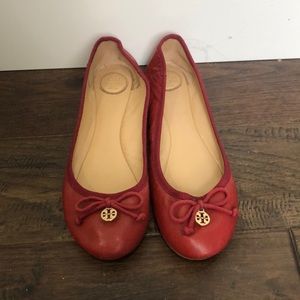 Tory Burch Red Leather Flats